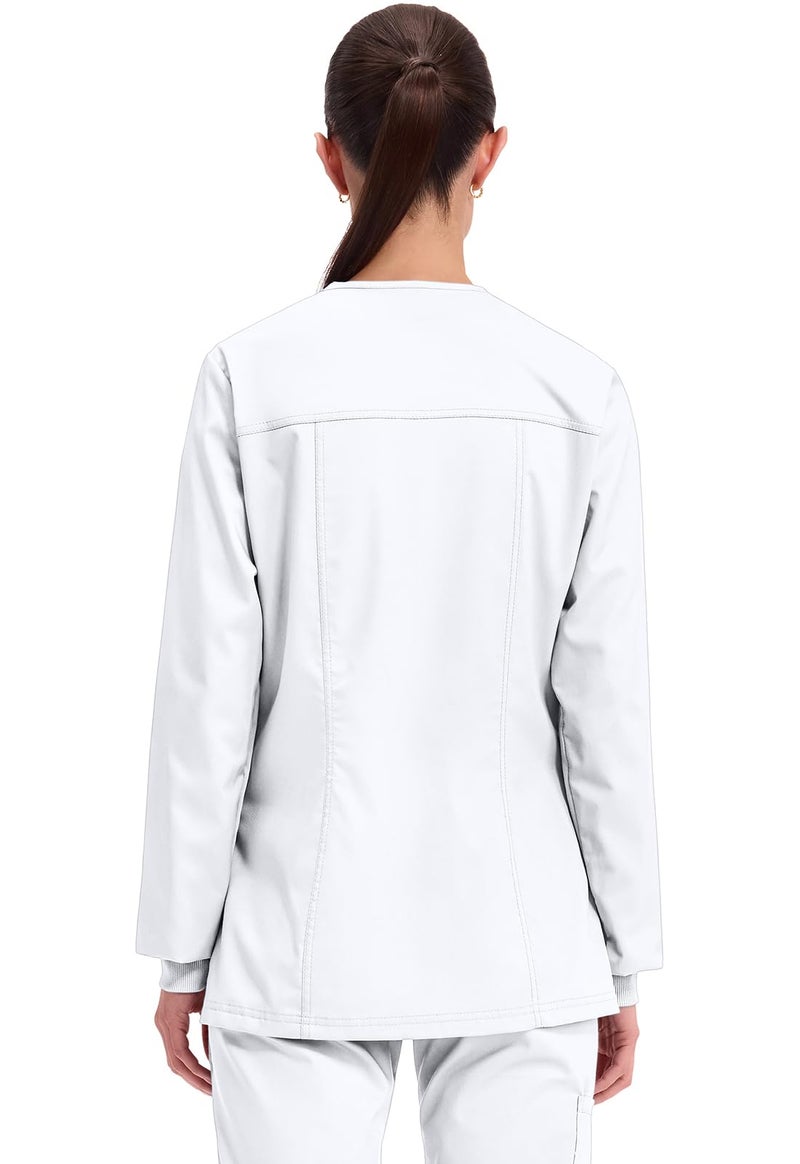 Cherokee Women's Snap Front Warm-up Jacket, White, Large - Image 4